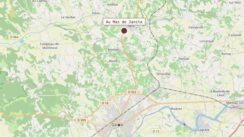 Carte situant Au Mas de Janita à 9 km au nord de Gaillac