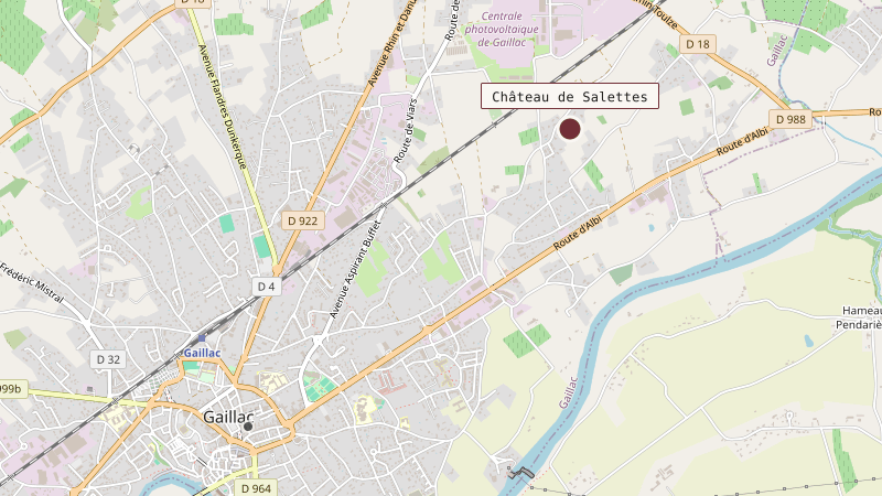 Carte situant Château de Salettes à 3 km au nord-est de Gaillac