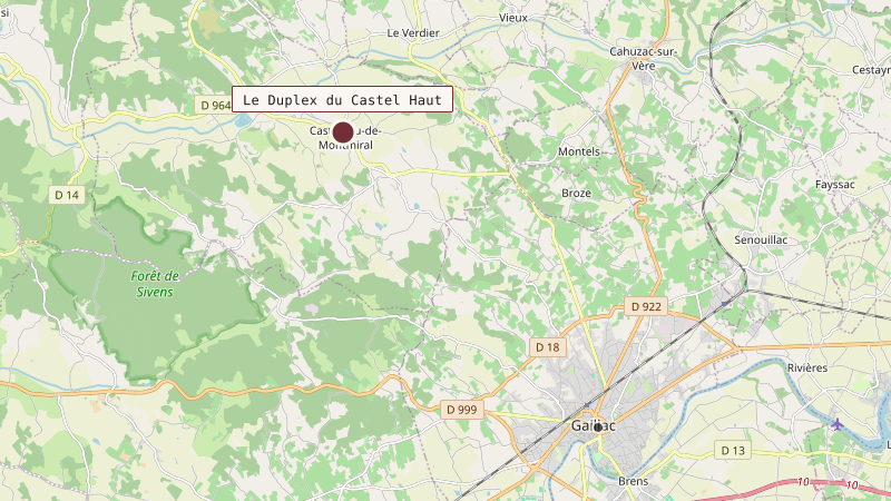 Carte situant Le Duplex du Castel Haut à 10 km au nord-ouest de Gaillac