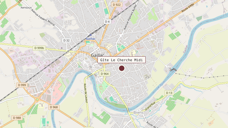 Carte situant Gîte Le Cherche Midi à 1 km au sud-est de Gaillac