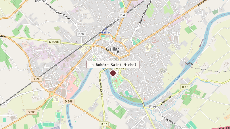 Carte situant La Bohème Saint Michel à 1 km au sud de Gaillac