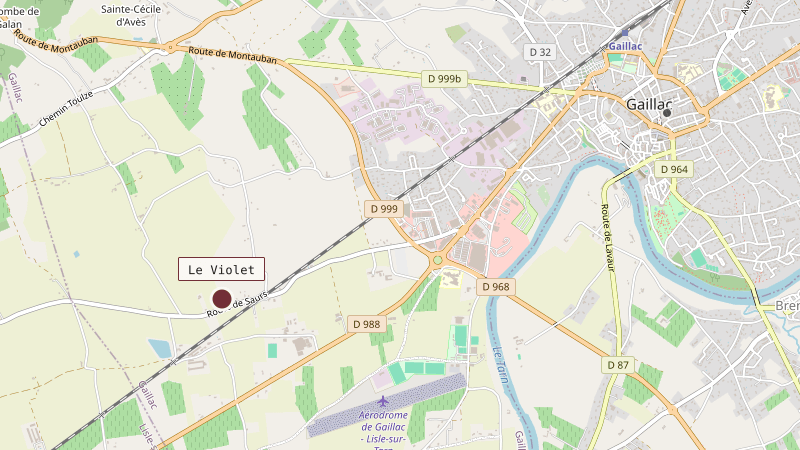 Carte situant Le Violet à 3 km au sud-ouest de Gaillac