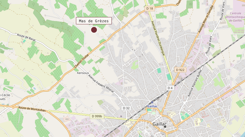 Carte situant Mas de Grèzes à 3 km au nord-ouest de Gaillac