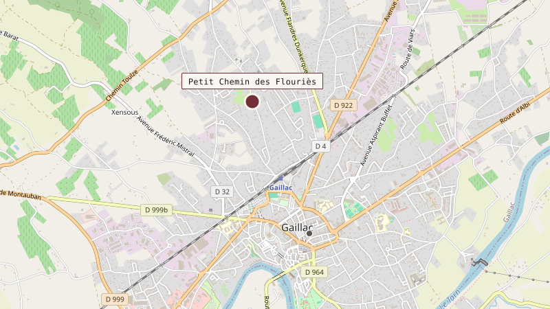 Carte situant Petit Chemin des Flouriès à 1 km au nord-ouest de Gaillac