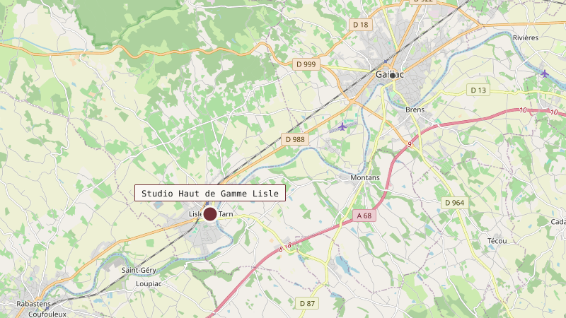 Carte situant Studio Haut de Gamme Lisle à 9 km au sud-ouest de Gaillac